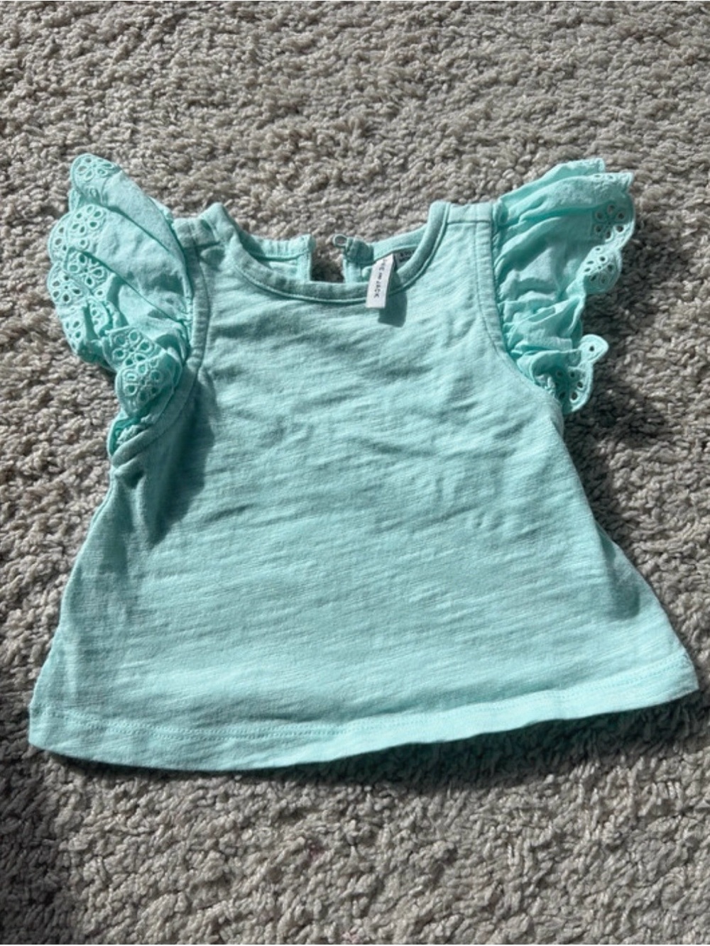 Janie and Jack Mint Green Eyelet Flutter Sleeve Tank